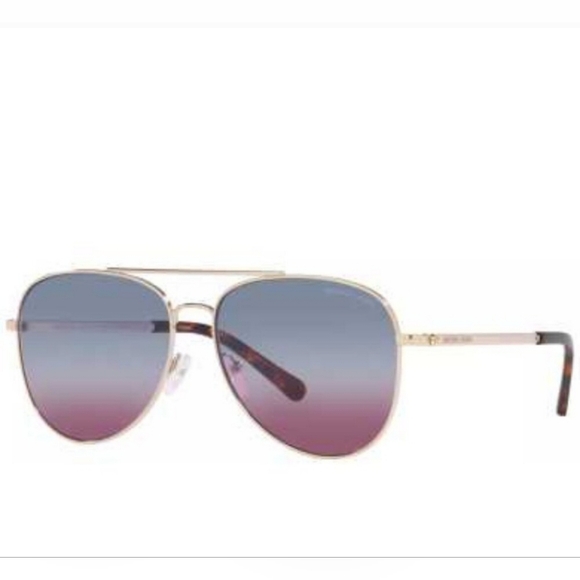 Michael Kors Gold and Blue Aviator Sunglasses - Picture 1 of 2